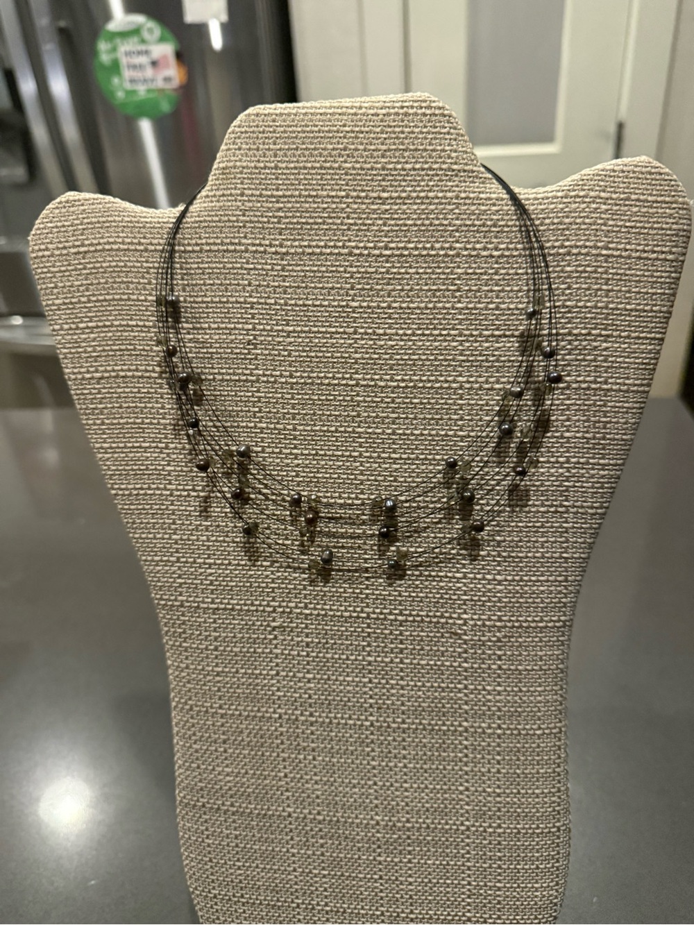 Layered Delicate Beaded Necklace in Bkack